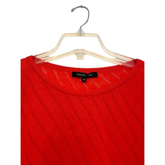Lautreamont Short Sleeve Open Knit Sweater Women Size 38 Japan Red Shimmer‎ - Picture 3 of 5